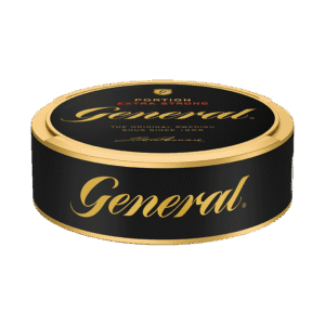 General Portion Extra Strong – dosan sedd från sidan, extra stark originalportion tobakssnus från Swedish Match